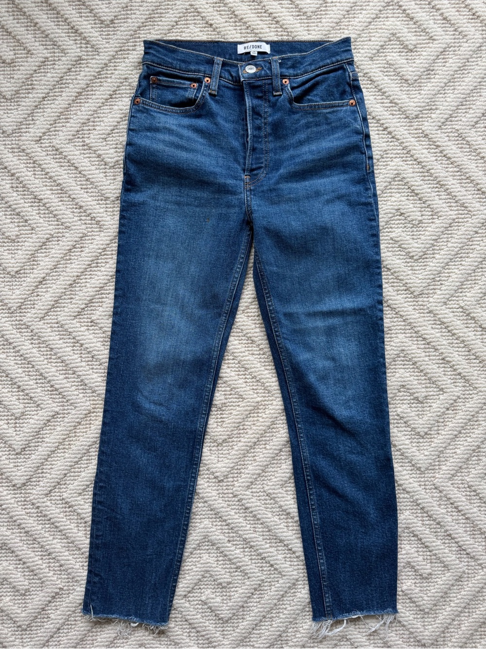 Re/Done Dark Blue High-Rise Straight Jeans